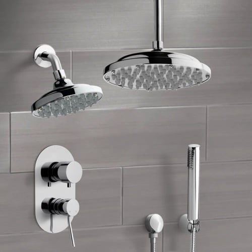 Dual Shower Head Shower System with Handheld Remer DCS01